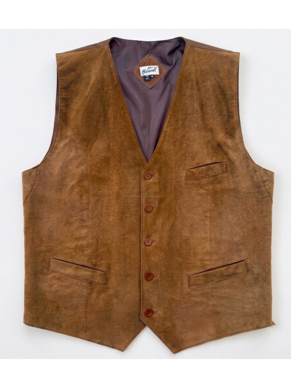 Vintage Haband! Men's Genuine Suede Leather Western Vest, Brown, Size XL